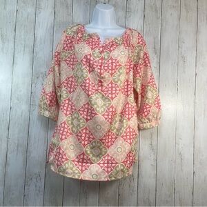 White Stage Peach Glow 3/4 Sleeve Blouse Medium